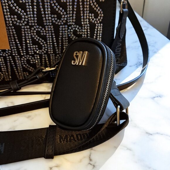 Steve Madden Bevelynn Rhinestone LOGO Silver Satchel NWT - Picture 12 of 15